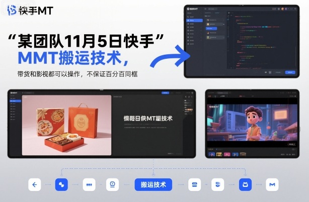 某团队11月5日快手MT搬运技术，带货和影视都可以操作，不保证百分百同框，自测-续财库