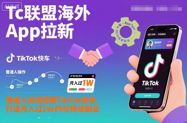 Tc联盟海外App拉新:普通人如何搭乘TikTok快车,打造月入过1W的可持续副业-续财库