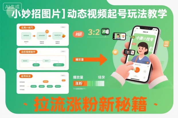 小妙招图片+动态视频起号玩法教学,拉流涨粉新秘籍-续财库