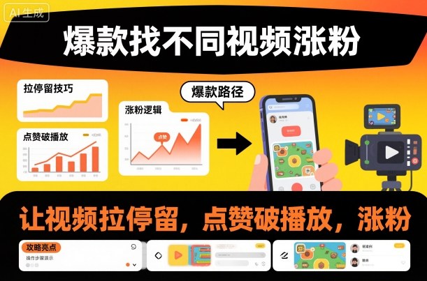 爆款找不同视频涨粉,让视频拉停留,实现点赞,破播放,涨粉-续财库