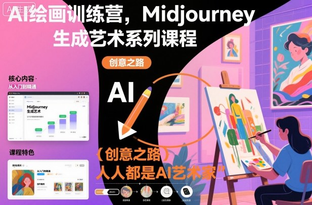 AI绘画训练营,Midjourney生成艺术系列课程,人人都是AI艺术家-续财库