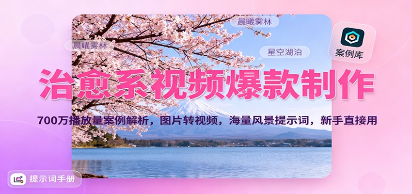 治愈系视频爆款制作，700万播放量案例解析，图片转视频，海量风景提示词，新手直接用-续财库