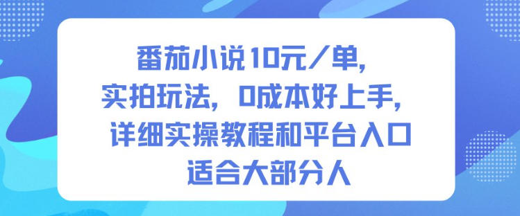 番茄小说10米每单,实拍玩法,0成本好上手,详细实操教程和平台入口适合大部分人-续财库