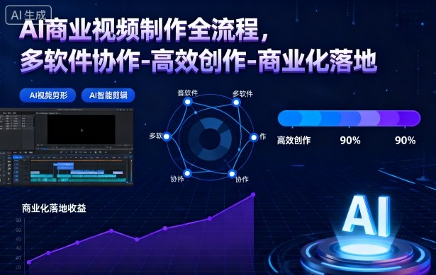 AI商业视频制作全流程,多软件协作-高效创作-商业化落地-续财库