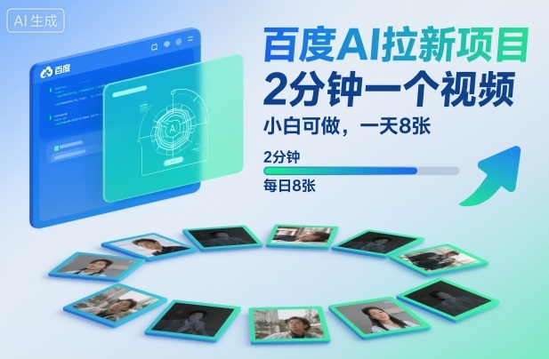 百度AI拉新项目,2分钟一个视频,小白可做,一天8张【附案例+保姆级教程】-续财库