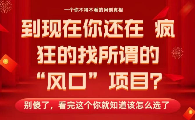 马上26年了,你还在找所谓的风口项目?别傻了,看完这个你全都懂了!【揭秘】-续财库