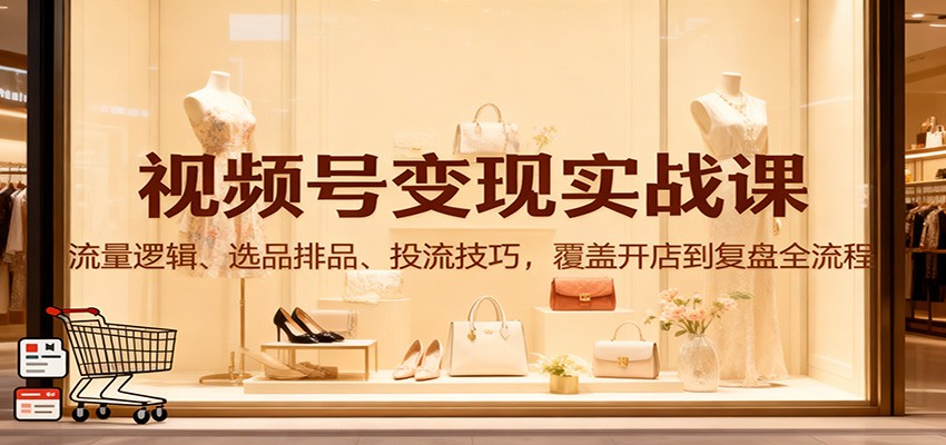 视频号变现实战课：流量逻辑、选品排品、投流技巧，覆盖开店到复盘全流程-续财库