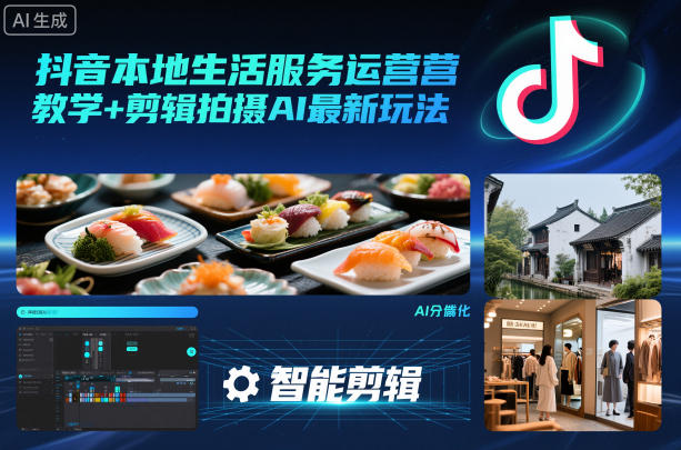 抖音本地生活服务运营教学+剪辑拍摄AI最新玩法-续财库