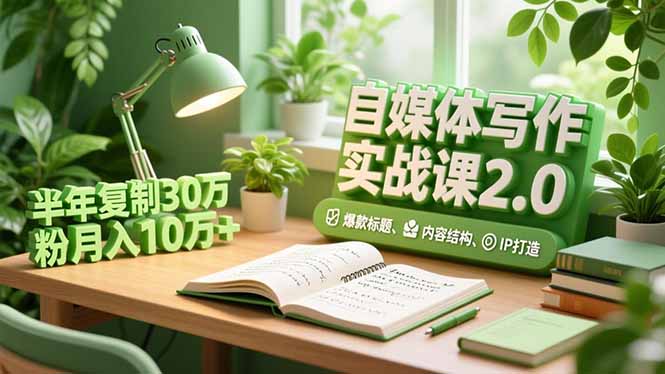 自媒体写作实战课2.0,爆款标题、内容结构、IP打造,半年复制30万粉月入10万+-续财库