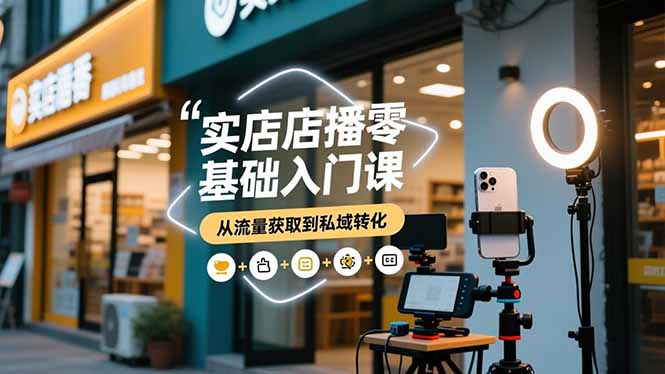 实体店播零基础入门课,实体店+短视频+直播+微信生态+私域社群,从流量获取到私域转化-续财库