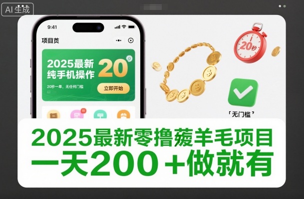 2025最新零撸薅羊毛项目,纯手机操作,20秒一单,无任何门槛,一天200+做就有【揭秘】-续财库