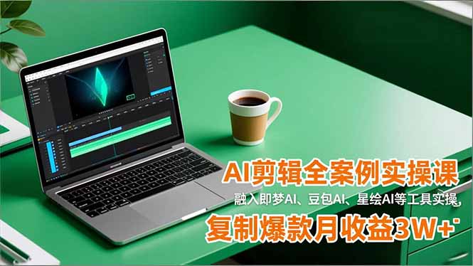 AI剪辑全案例实操课,融入即梦AI、豆包AI、星绘AI等工具实操,复制爆款月收益3W+-续财库