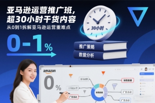 亚马逊运营推广班,超30小时干货内容,从0到1拆解亚马逊运营重难点-续财库