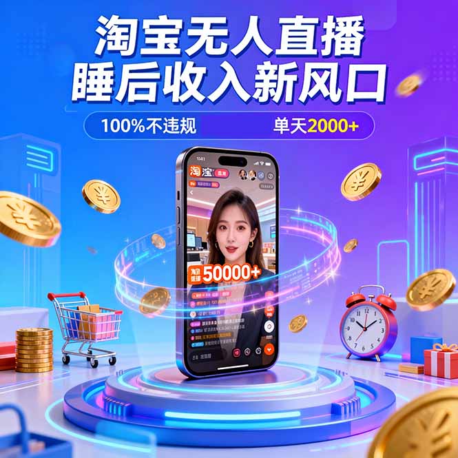 淘宝无人直播,不违规不封号,直播100小时卖了5万,年底旺季!-续财库