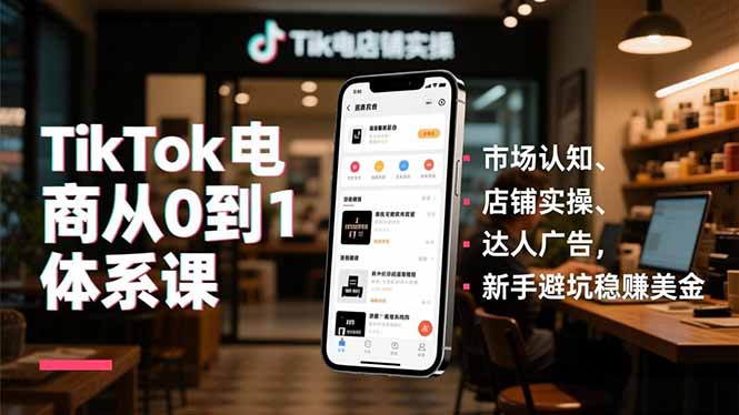 TikTok电商从0到1体系课,市场认知、店铺实操、达人广告,新手避坑稳赚美金-续财库