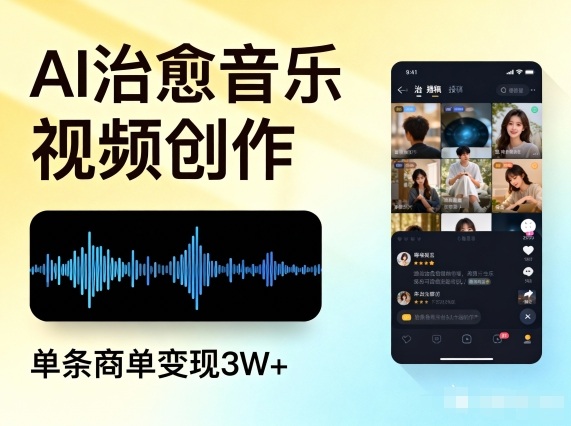 AI做治愈音乐视频,多平台投稿,单条商单变现3W+-续财库