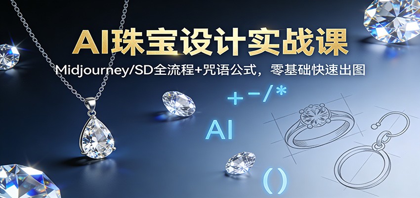 AI珠宝设计实战课:Midjourney/SD全流程+咒语公式,零基础快速出图-续财库