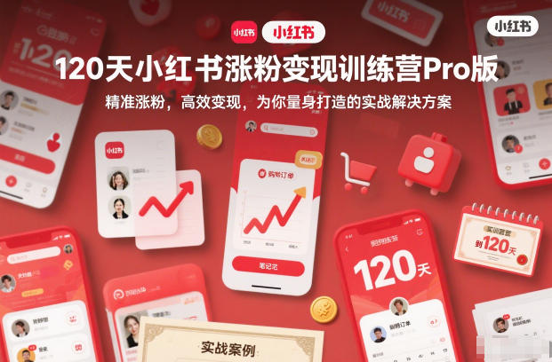 120天小红书涨粉变现训练营Pro版,精准涨粉,高效变现,为你量身打造的实战解决方案-续财库