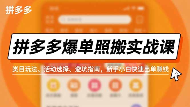 拼多多爆单照搬实战课,类目玩法、活动选择、避坑指南,新手小白快速出单赚钱-续财库