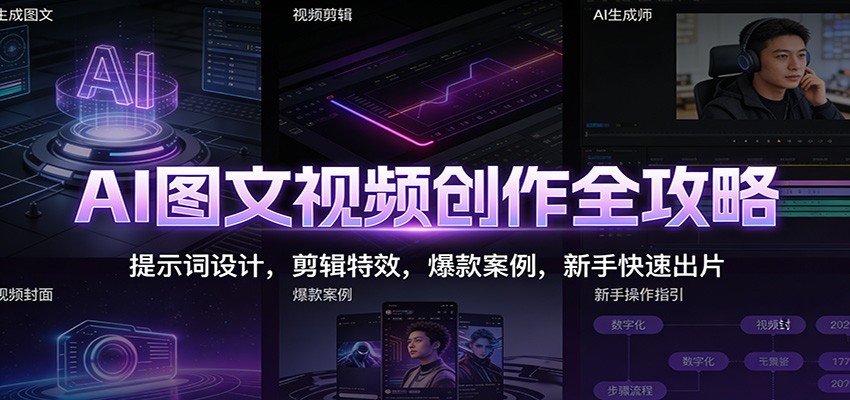 AI图文视频创作全攻略：提示词设计，剪辑特效，爆款案例，新手快速出片-续财库