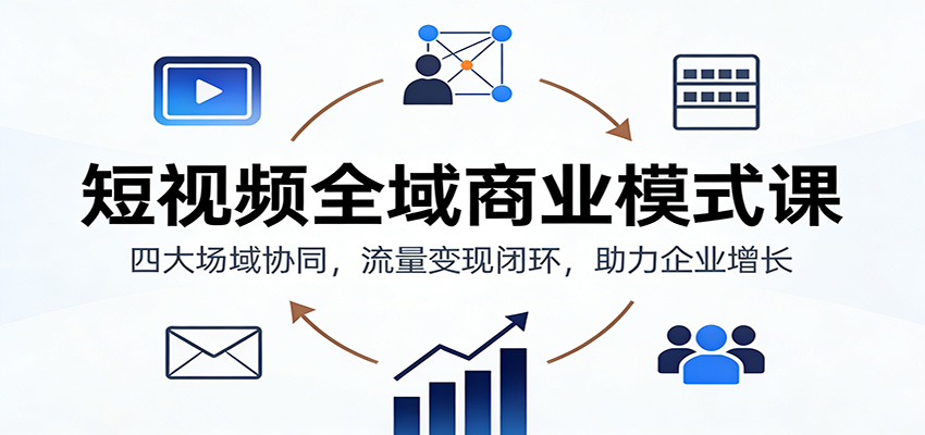 短视频全域商业模式课：四大场域协同，流量变现闭环，助力企业增长-续财库