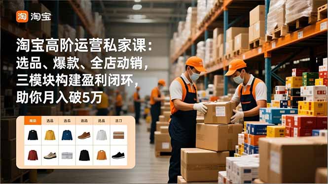 淘宝高阶运营私家课：选品、爆款、全店动销，三模块构建盈利闭环，助你月入破5万(更新12月-续财库