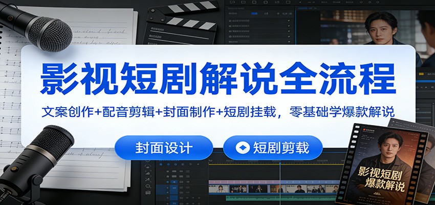 影视短剧解说全流程：文案创作+配音剪辑+封面制作+短剧挂载，零基础学爆款解说-续财库