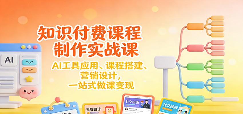 知识付费课程制作实战课：AI工具应用 、课程搭建、营销设计，一站式做课变现-续财库