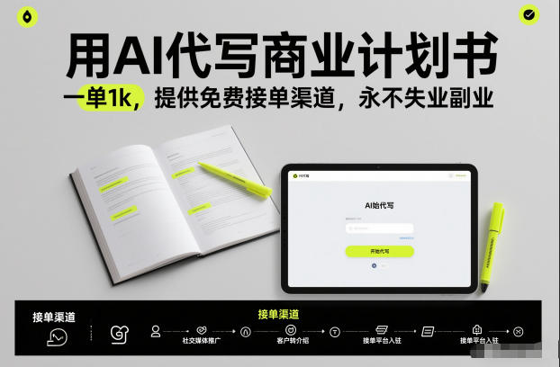 用AI代写商业计划书，一单1k，提供免费接单渠道，永不失业副业-续财库
