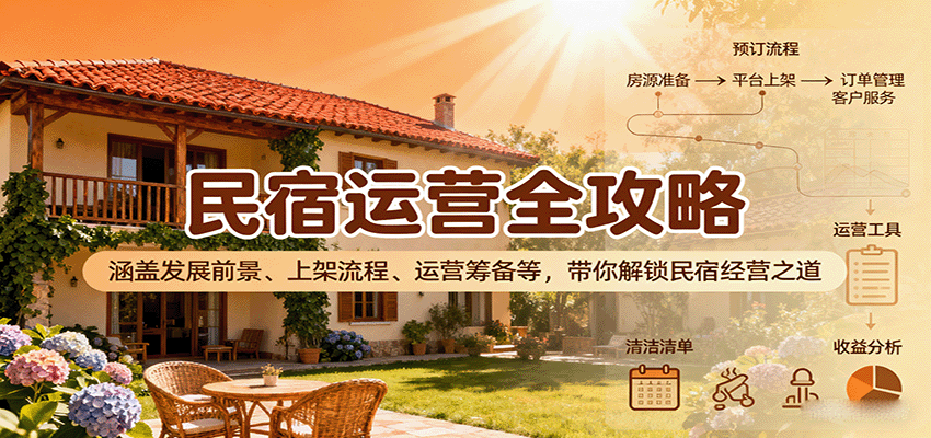 民宿运营全攻略:涵盖发展前景、上架流程、运营筹备等,带你解锁民宿经营之道-续财库