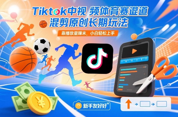Tiktok中视频体育赛道混剪原创长期玩法，靠播放量賺米，小白轻松上手-续财库