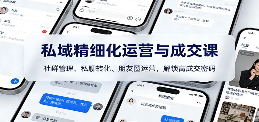 私域精细化运营与成交课：社群管理、私聊转化、朋友圈运营，解锁高成交密码-续财库