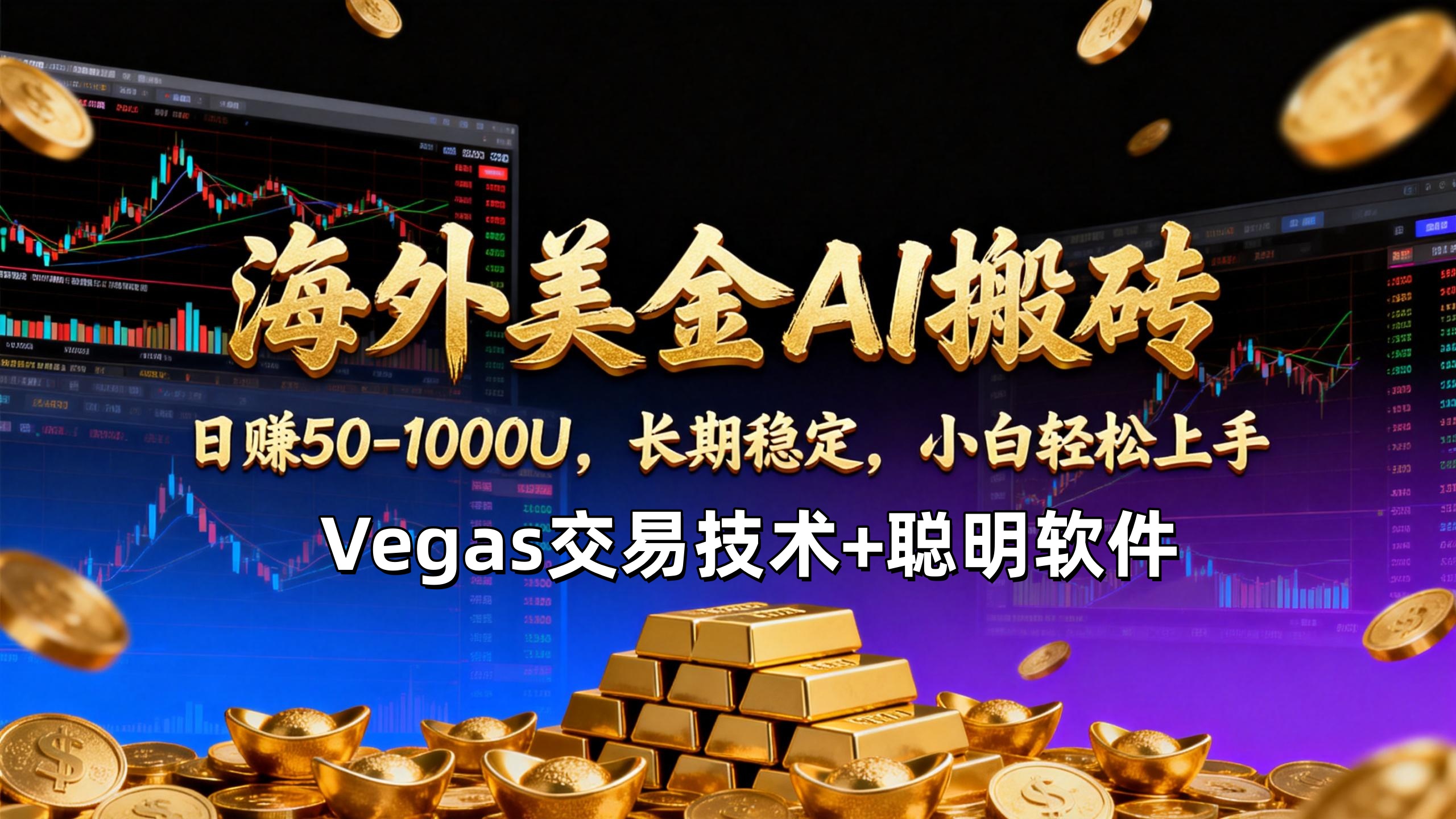 【海外美金AI搬砖】Vegas交易技术+聪明软件，日赚50-1000U，长期稳定，小白轻松上手。-续财库