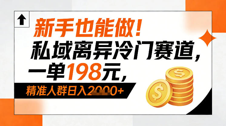 新手也能做！私域离异冷门赛道，一单198，精准人群日入1k+-续财库