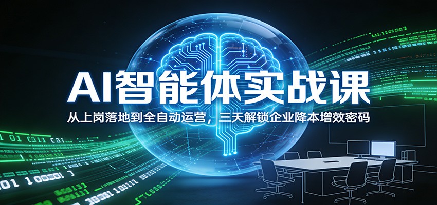 AI智能体实战课：从上岗落地到全自动运营，三天解锁企业降本增效密码-续财库