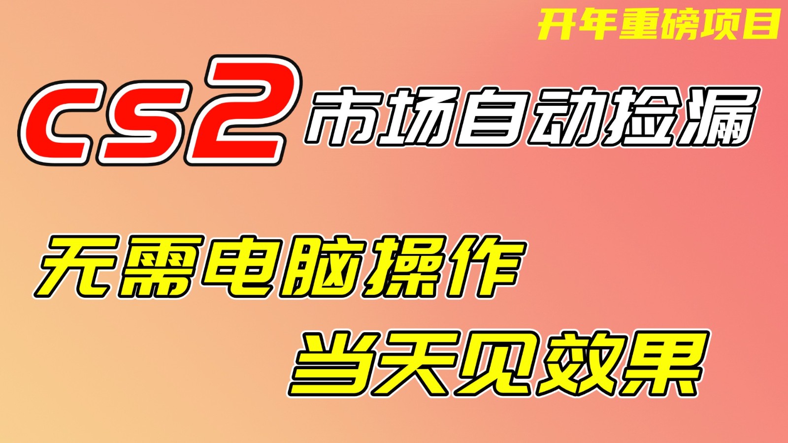 CS2市场挂机项，无需电脑操作，无需进入游戏，当天见效果，支持任何形式验证-续财库