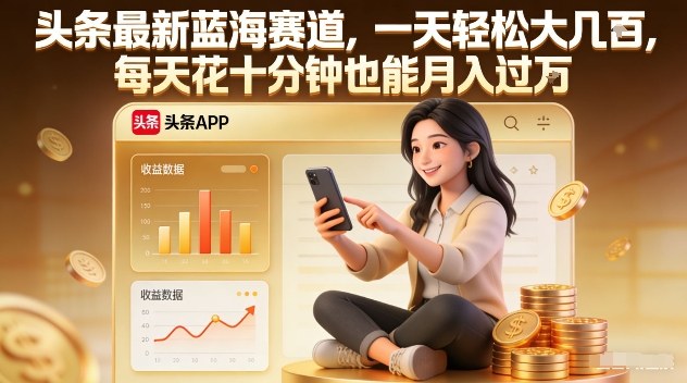 头条最新蓝海赛道，一天轻松大几张，每天花十分钟也能月入过1W【揭秘】-续财库