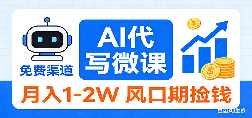 2026告别打工！AI 代写微课，提供免费渠道，月入 1-2W 风口期捡钱-续财库