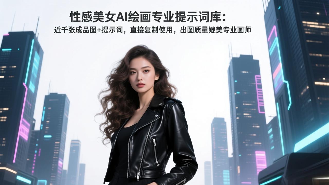 性感美女AI绘画专业提示词库：近千张成品图+提示词，直接复制使用，出图质量媲美专业画师-续财库