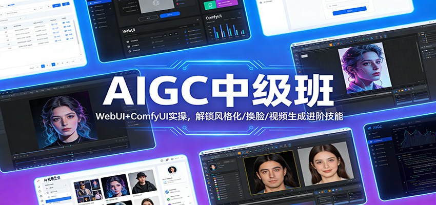 AIGC中级班：WebUI+ComfyUI实操，解锁风格化/换脸/视频生成进阶技能-续财库