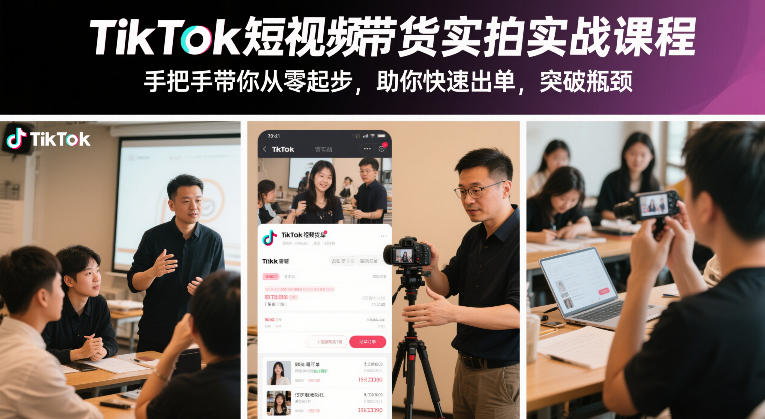 TikTok短视频带货实拍实战课程，手把手带你从零起步，助你快速出单，突破瓶颈-续财库