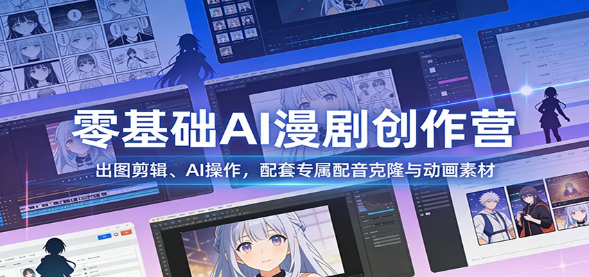 零基础AI漫剧创作营：出图剪辑、AI操作，配套专属配音克隆与动画素材-续财库