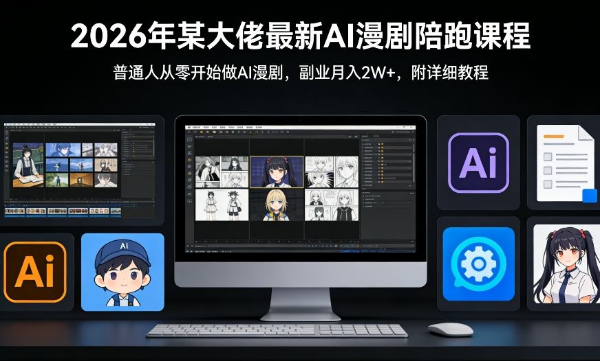 26年某大佬最新Ai漫剧陪跑课程，普通人从零开始做AI漫剧，副业月入2W+-续财库