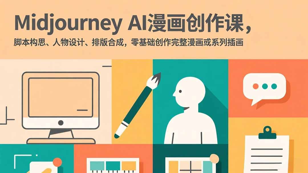 Midjourney AI漫画创作课，脚本构思、人物设计、排版合成，零基础创作完整漫画或系列插画-续财库