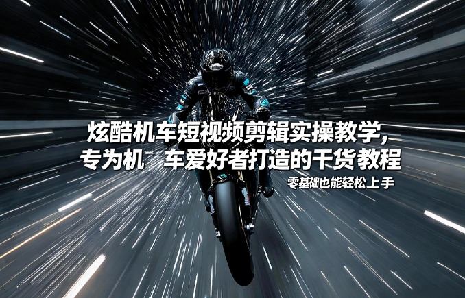 炫酷机车短视频剪辑实操教学，专为机车爱好者打造的干货教程，零基础也能轻松上手-续财库