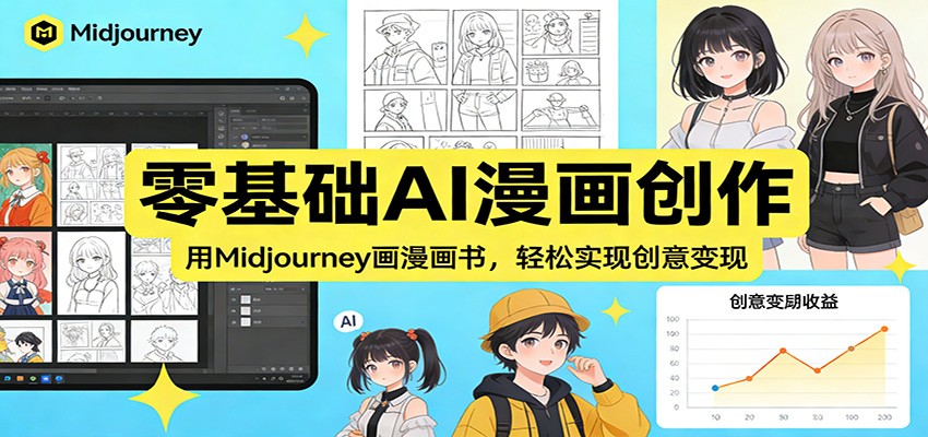 零基础AI漫画创作：用Midjourney画漫画书，轻松实现创意变现-续财库