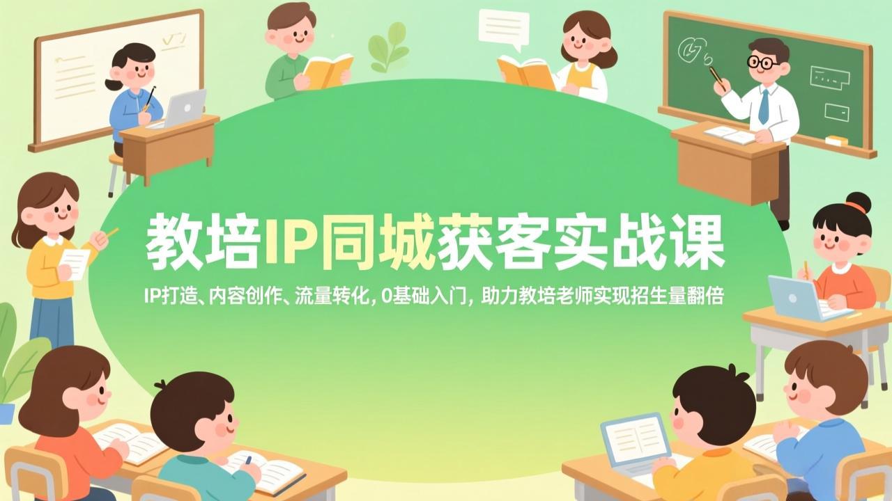 教培IP同城获客实战课，IP打造、内容创作、流量转化，0基础入门，助力教培老师实现招生量翻倍-续财库