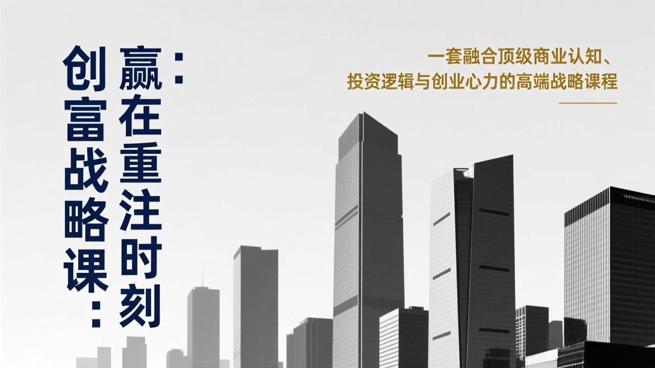 《创富战略课：赢在重注时刻》一套融合顶级商业认知、投资逻辑与创业心力的高端战略课程-续财库