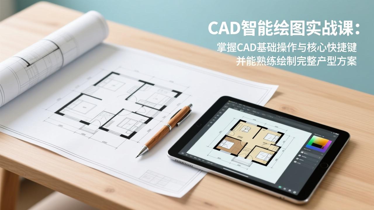 CAD智能绘图实战课：掌握CAD基础操作与核心快捷键，并能熟练绘制完整户型方案-续财库