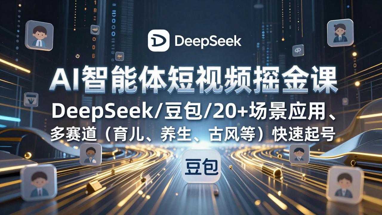 AI智能体短视频掘金课，DeepSeek/豆包/20+场景应用、多赛道(育儿、养生、古风等-续财库